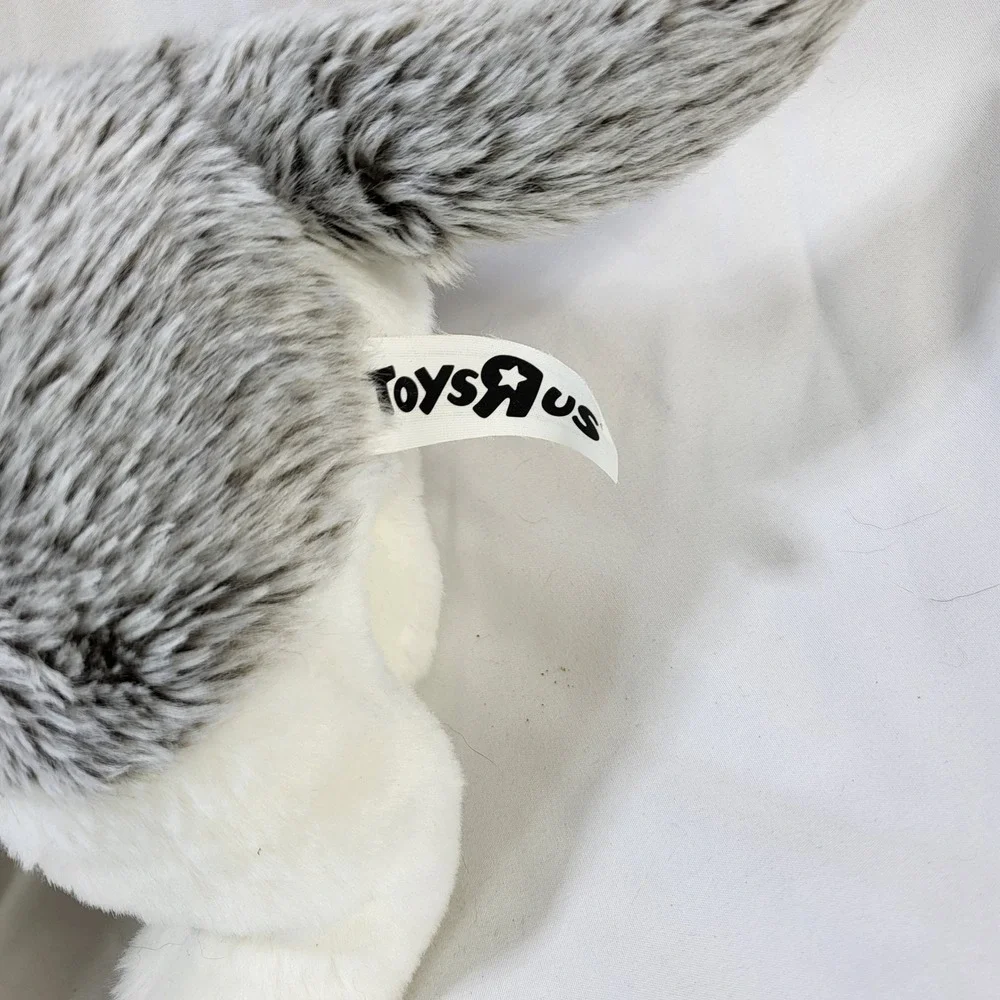 Toys R Us Siberian Husky Floppy Plush Grey White Sled Dog Laying Stuffed Animal